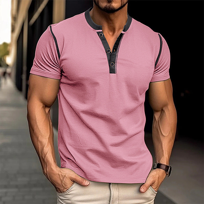 Short Sleeve Half-Button up T-shirt