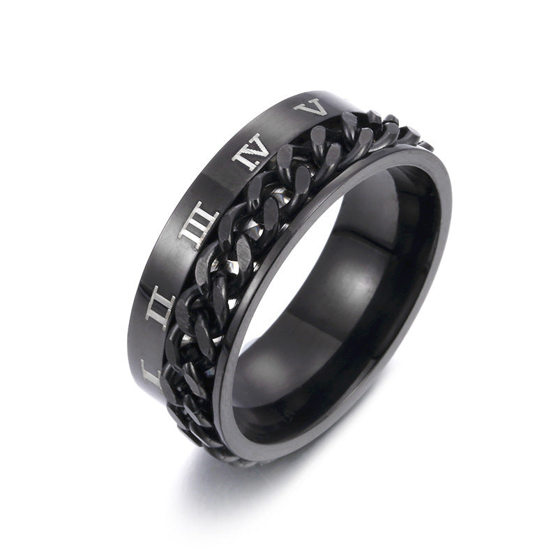Stainless Steel Ring With Roman Numerals