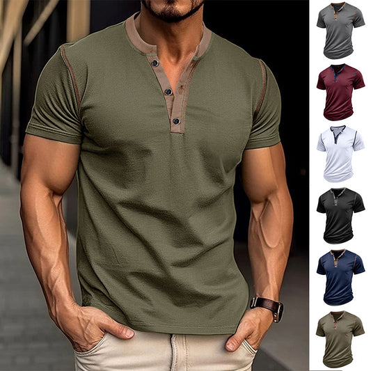 Short Sleeve Half-Button up T-shirt